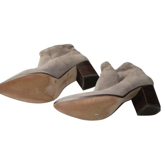 Sole Society Ankle Boots Faux Suede Taupe Block Heel Quiet Luxury 6.5 - Picture 6 of 9